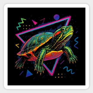 Retro Neon Eastern Painted Turtle Magnet